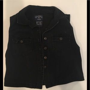 Vintage Black Denim Vest